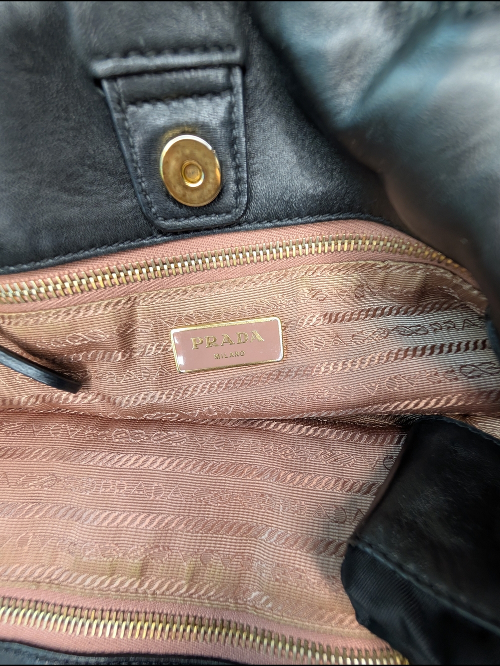 Prada Black Nylon Tote with Signature Bow and Gold Logo - Picture 8 of 13
